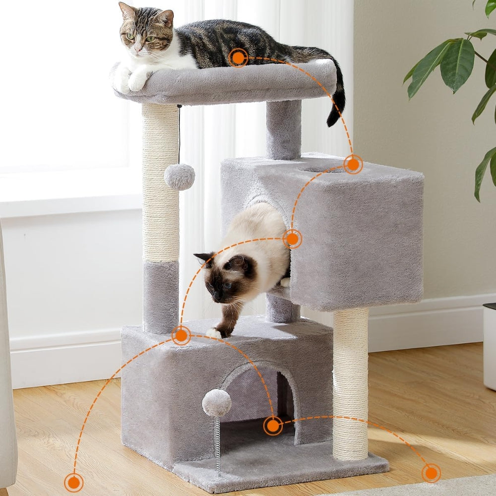 Cat Tower with Double Condo for Kittens Indoor Large Top Perch