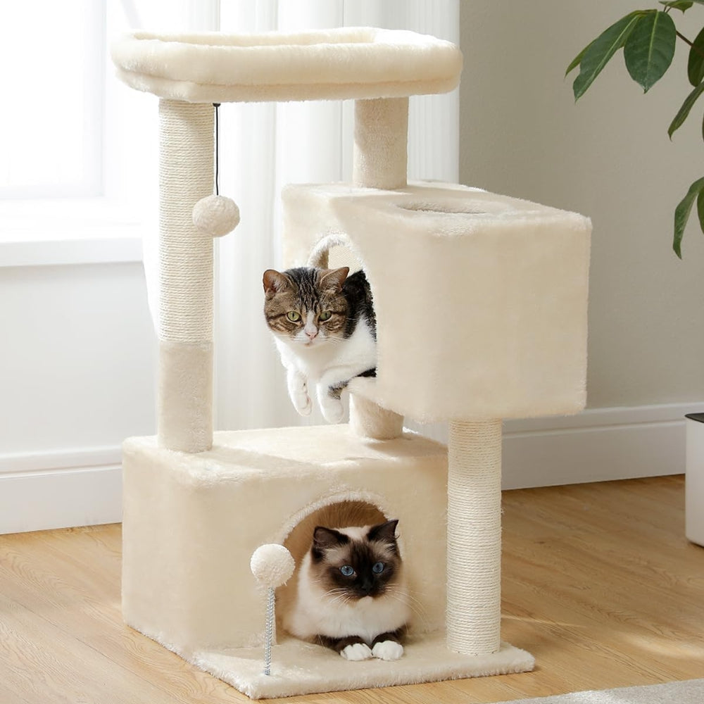 Cat Tower with Double Condo for Kittens Indoor Large Top Perch