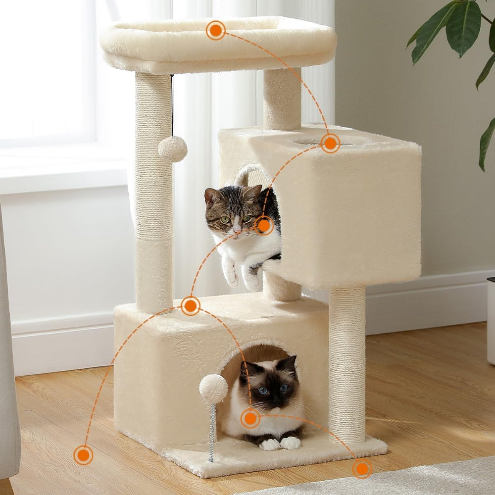 Cat Tower with Double Condo for Kittens Indoor Large Top Perch