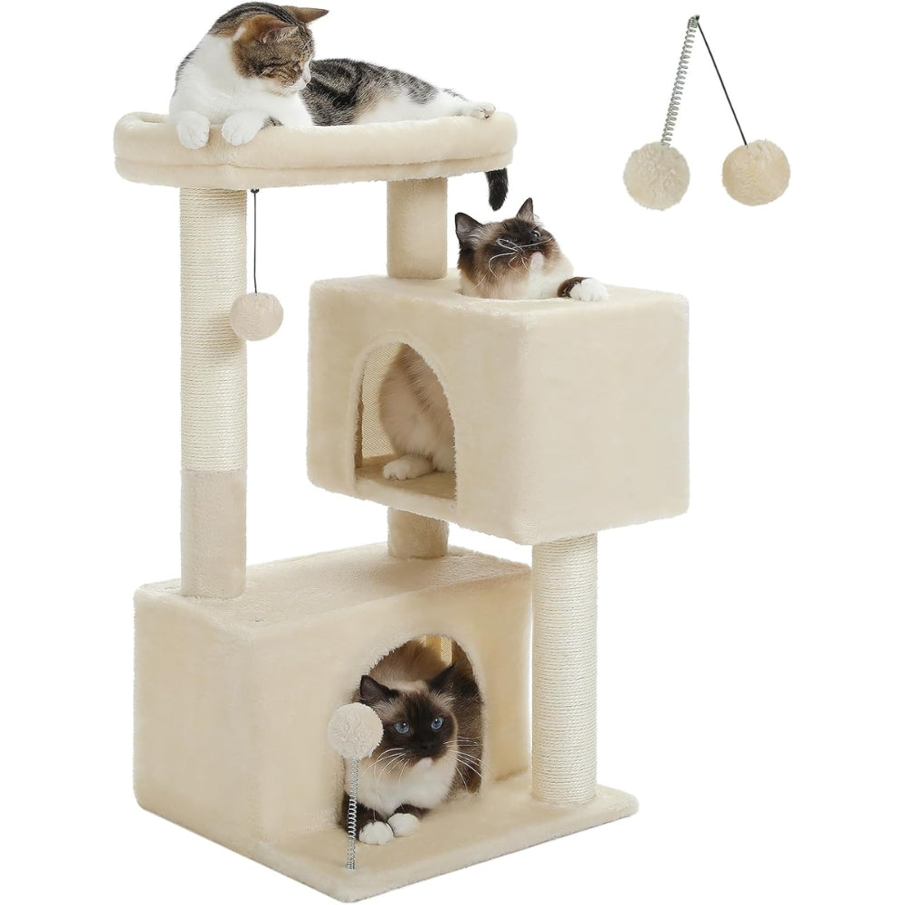Cat Tower with Double Condo for Kittens Indoor Large Top Perch