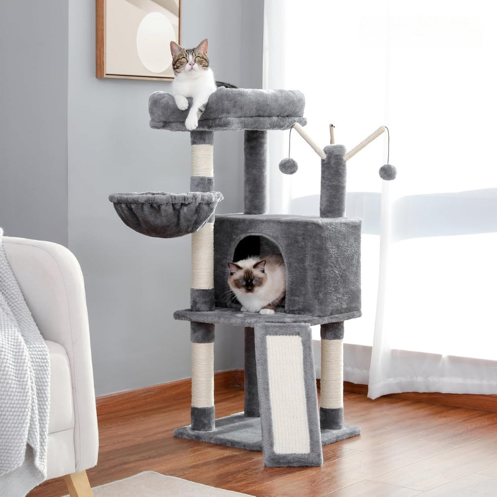 Multi-Level Cat Tree with Large Condo, Hammock, Cat Scratching Posts
