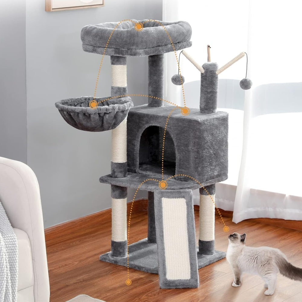 Multi-Level Cat Tree with Large Condo, Hammock, Cat Scratching Posts