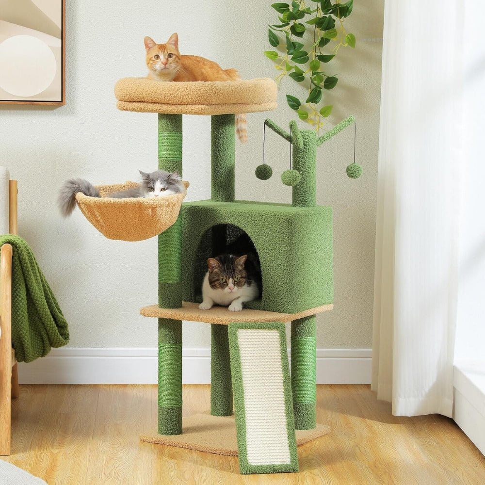 Multi-Level Cat Tree with Large Condo, Hammock, Cat Scratching Posts