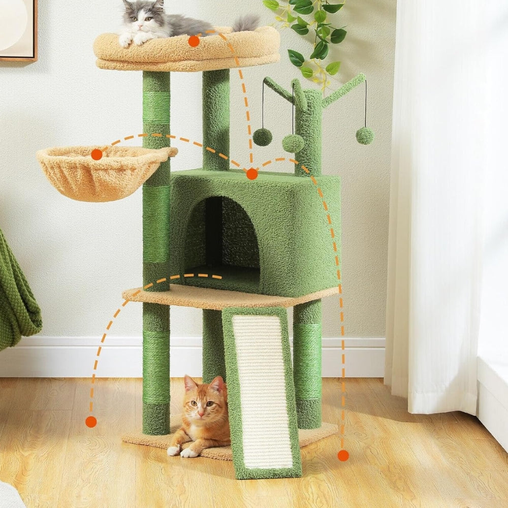 Multi-Level Cat Tree with Large Condo, Hammock, Cat Scratching Posts