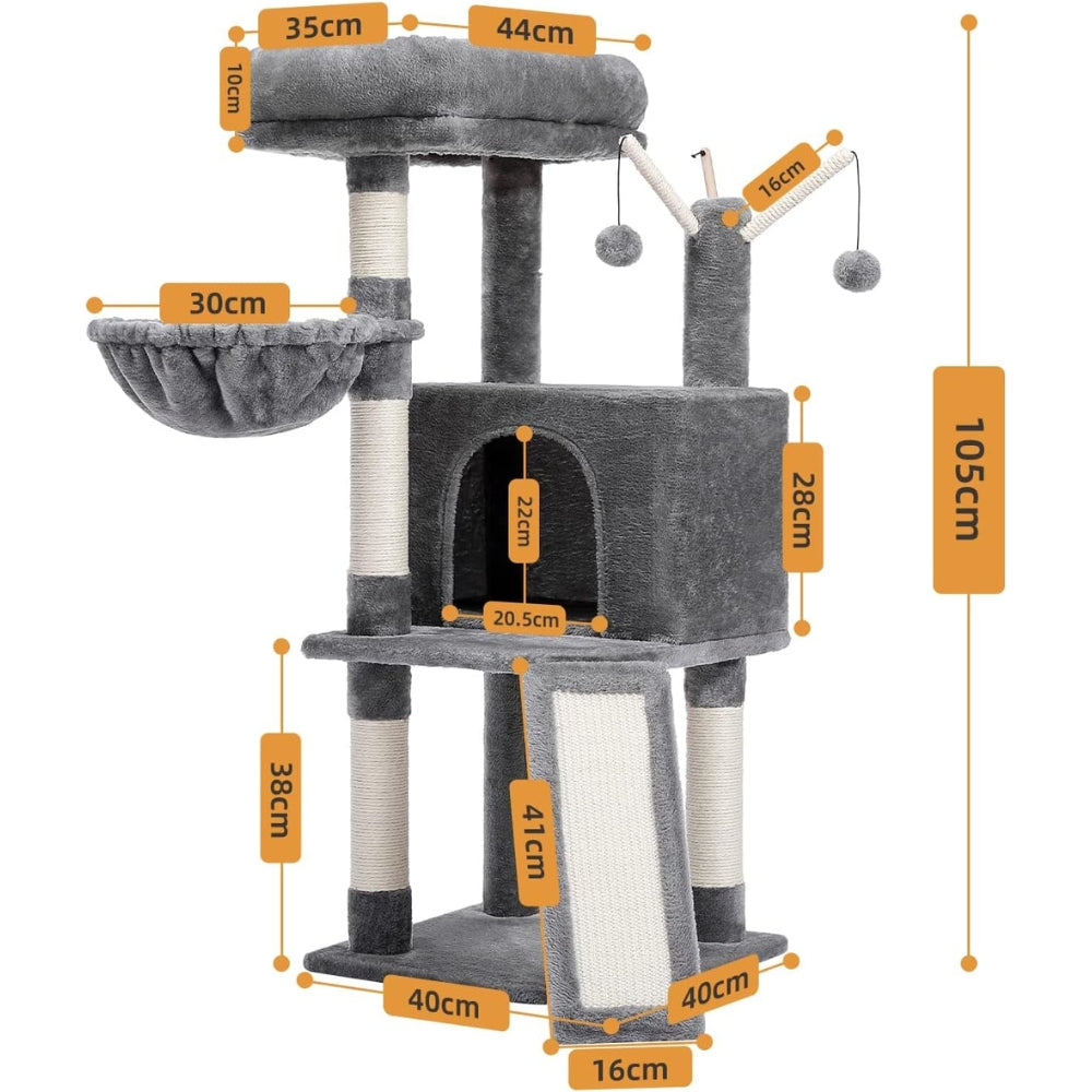 Multi-Level Cat Tree with Large Condo, Hammock, Cat Scratching Posts