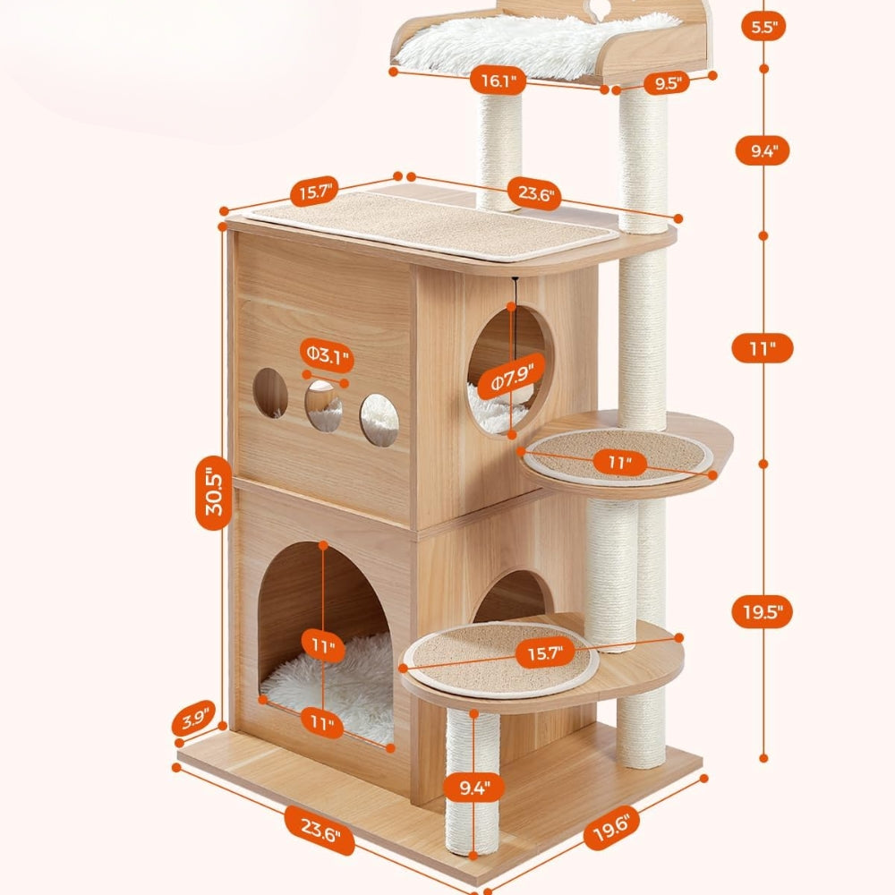 Cat Tree House Condo Cat’s Activity Center with Double Condo