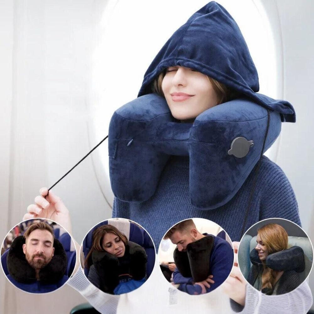Neck Pillow Travel U shaped Pillow Inflatable Pillow H Hooded Nap Pillow