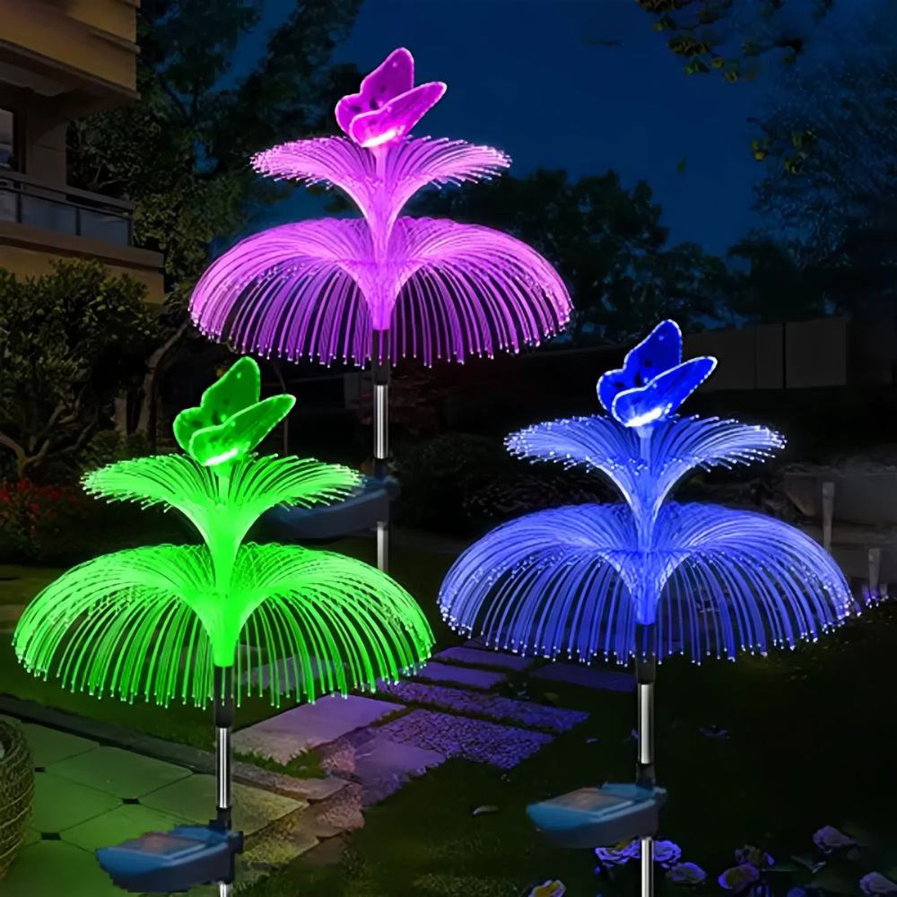 Solar Jellyfish and Butterfly Lights Waterproof Outdoor Lawn Decor