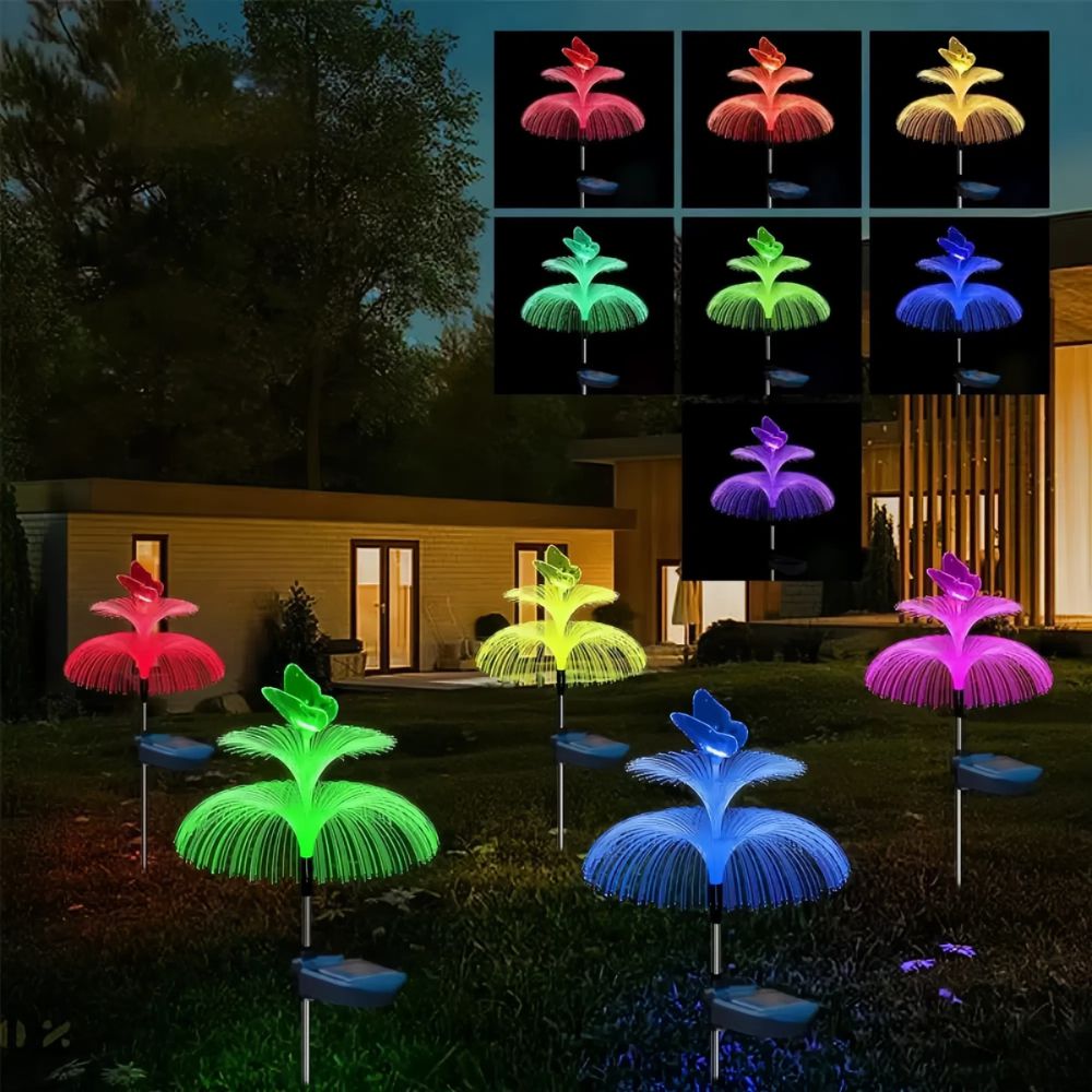 Solar Jellyfish and Butterfly Lights Waterproof Outdoor Lawn Decor