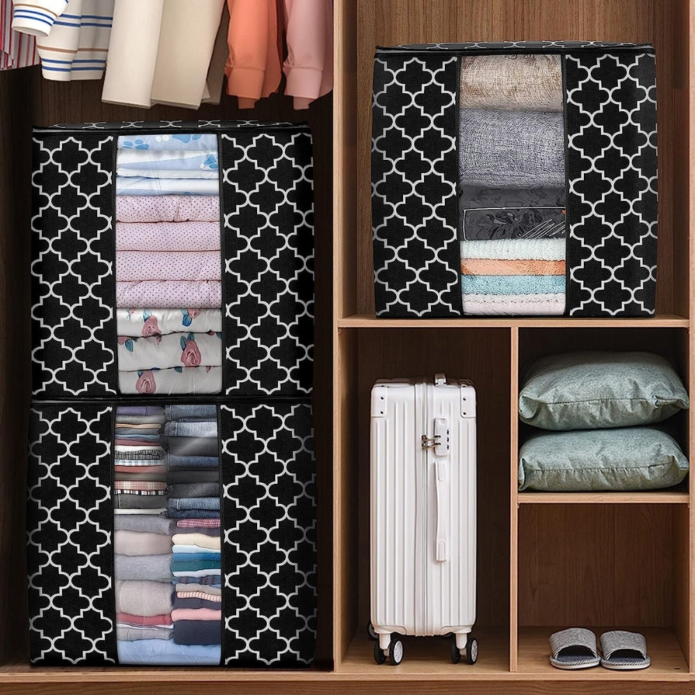 Foldable Clothes Storage Bag With Handle Storage Box With Zipper Dustproof Waterproof Large Capacity Home Closet Organizer
