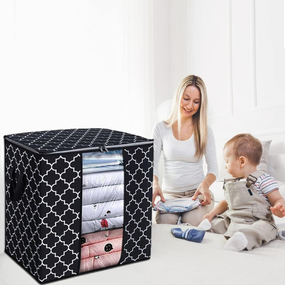 Foldable Clothes Storage Bag With Handle Storage Box With Zipper Dustproof Waterproof Large Capacity Home Closet Organizer