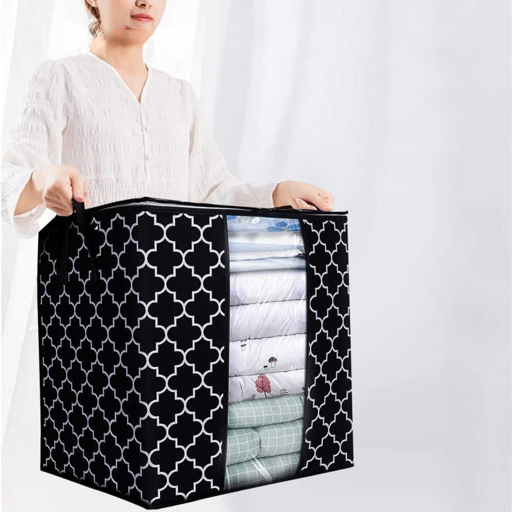 Foldable Clothes Storage Bag With Handle Storage Box With Zipper Dustproof Waterproof Large Capacity Home Closet Organizer