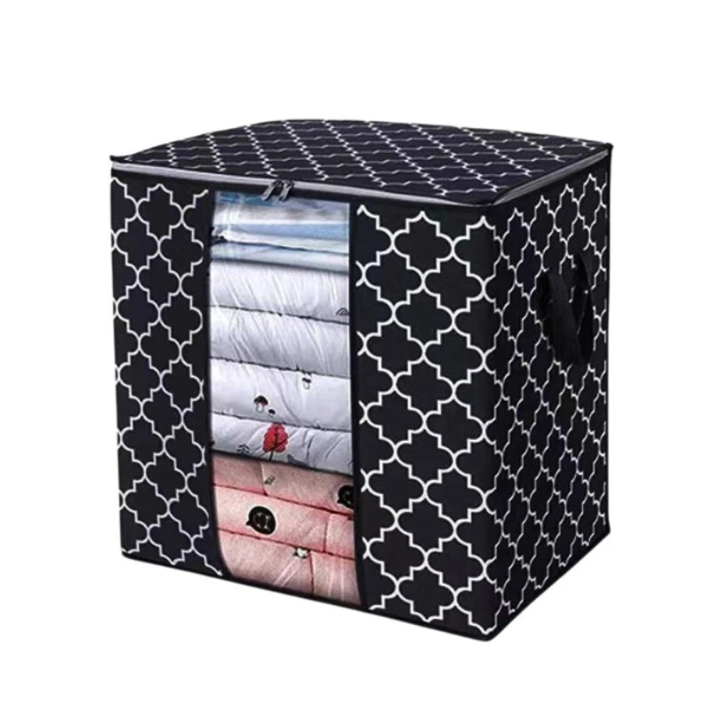 Foldable Clothes Storage Bag With Handle Storage Box With Zipper Dustproof Waterproof Large Capacity Home Closet Organizer
