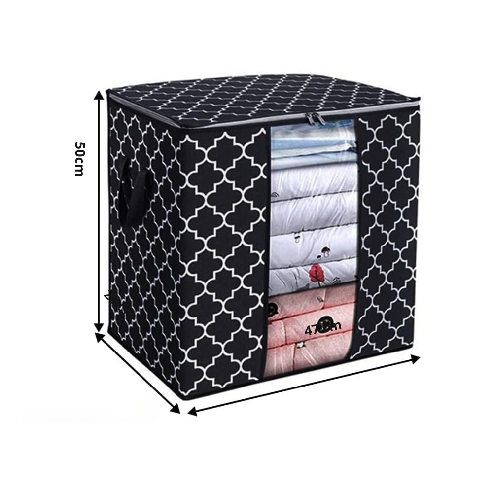 Foldable Clothes Storage Bag With Handle Storage Box With Zipper Dustproof Waterproof Large Capacity Home Closet Organizer