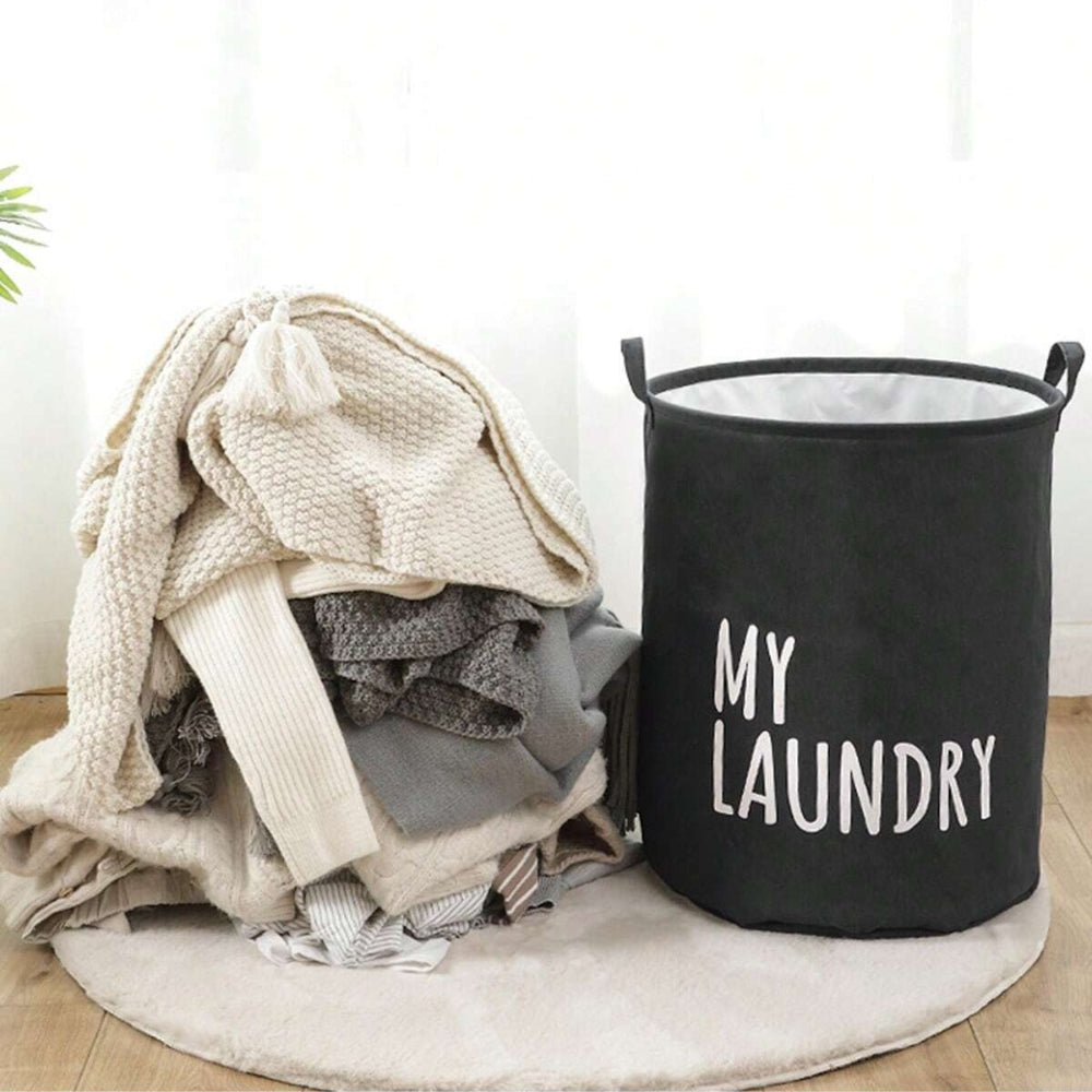 Foldable Drawstring Laundry Basket Large Capacity Waterproof Clothes Storage Basket For Home Bathroom Organizer
