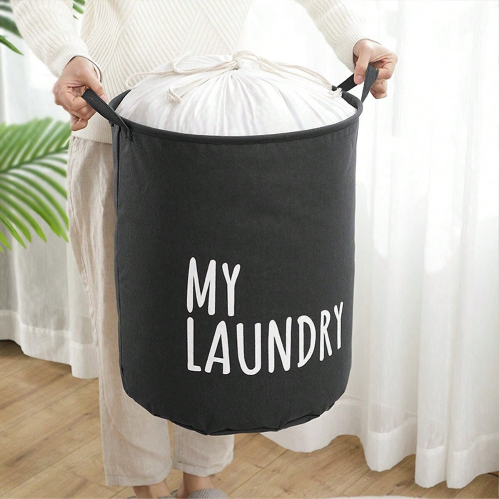 Foldable Drawstring Laundry Basket Large Capacity Waterproof Clothes Storage Basket For Home Bathroom Organizer