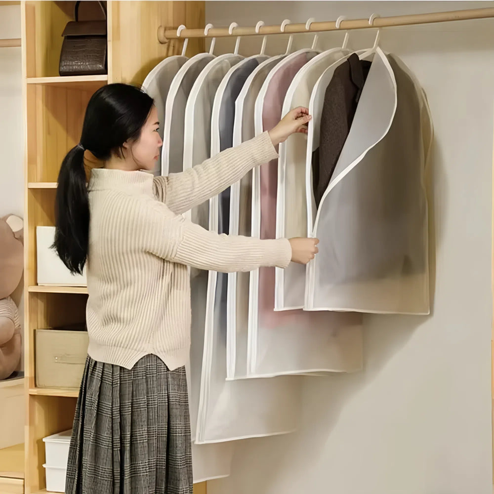 Transparent Hanging Dust Cover for Clothes Zippered Wedding Dress & Suit Storage Bag