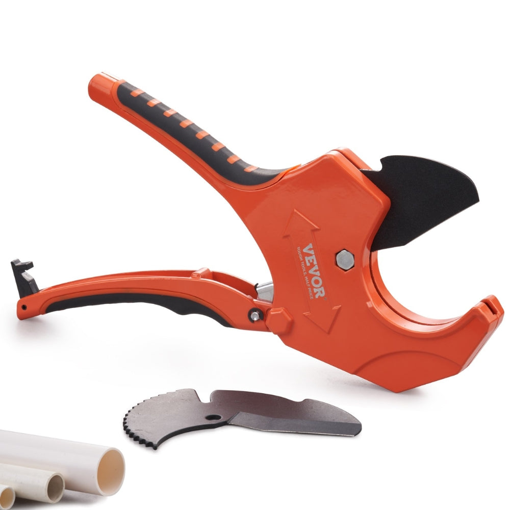 PVC Pipe Cutter Ratcheting Tube Cutter Heavy Duty Tube Cutting Tool with Spare SK5 Blade for PVC PEX Rubber Plastic Hoses