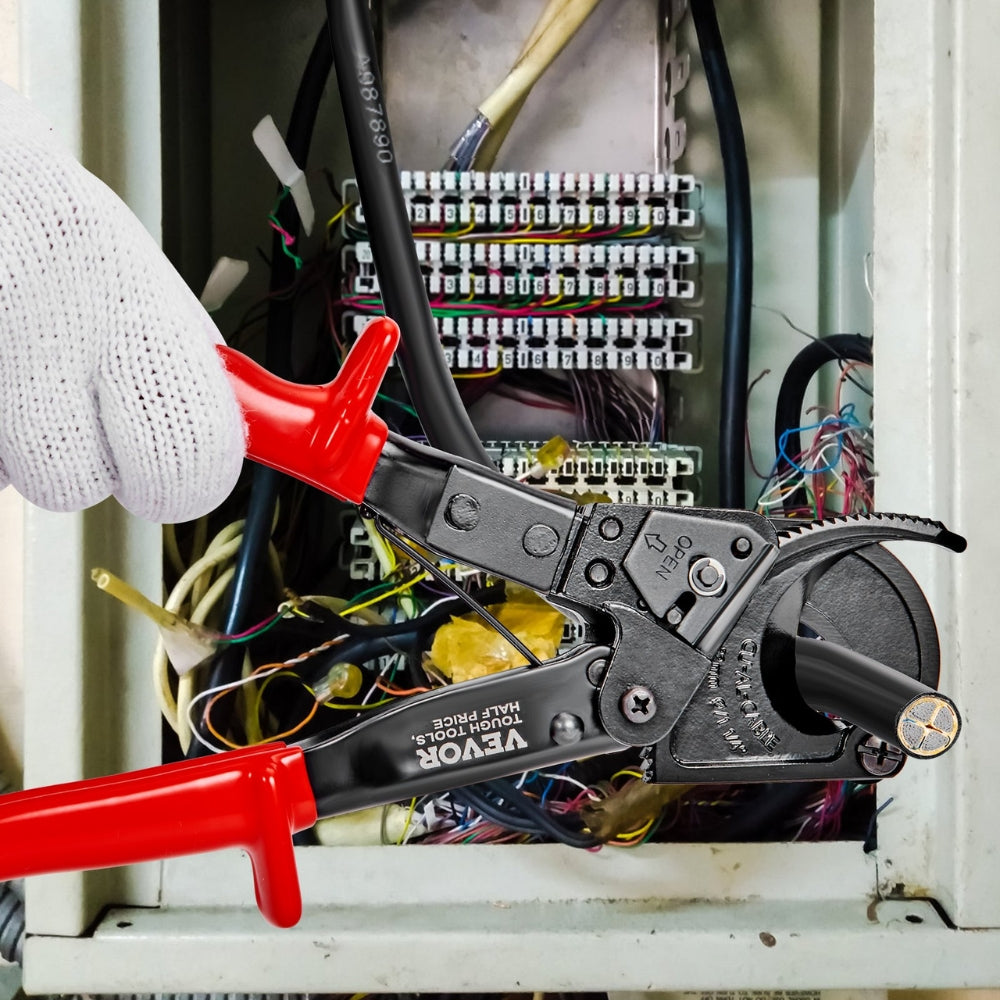 Ratcheting Cable Cutter Quick Release Ratchet Wire and Cable Cutter Cut with Comfortable Grip Handles Easy to Use