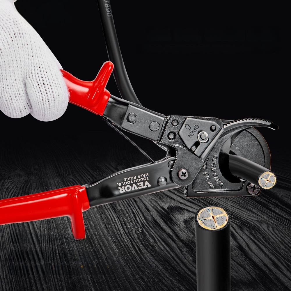 Ratcheting Cable Cutter Quick Release Ratchet Wire and Cable Cutter Cut with Comfortable Grip Handles Easy to Use