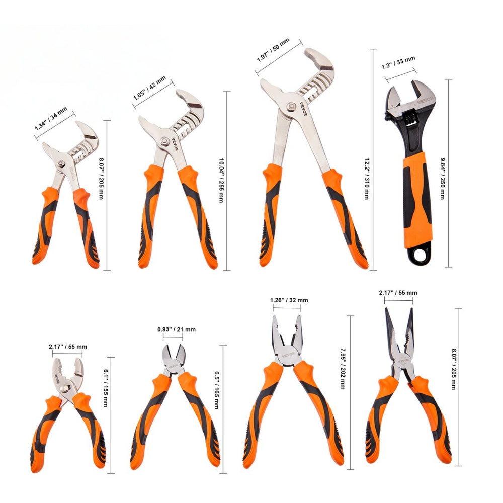 8 Piece Pliers Set High Carbon Steel Groove Joint Pliers and Tool Bag