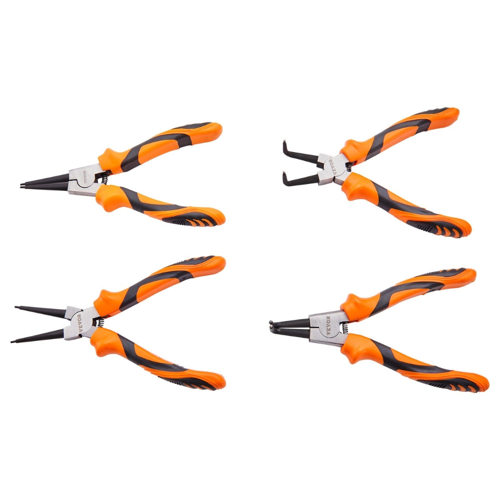 4 Piece Snap Ring Pliers Set Tip Diameter High Carbon Steel Straight and Bent Jaw Heavy Duty Pliers and Tool Bag