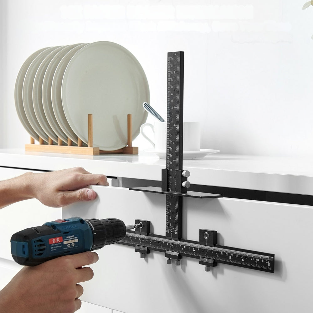 Cabinet Hardware Jig Aluminum Alloy Cabinet Handle Jig with Center Punch Adjustable