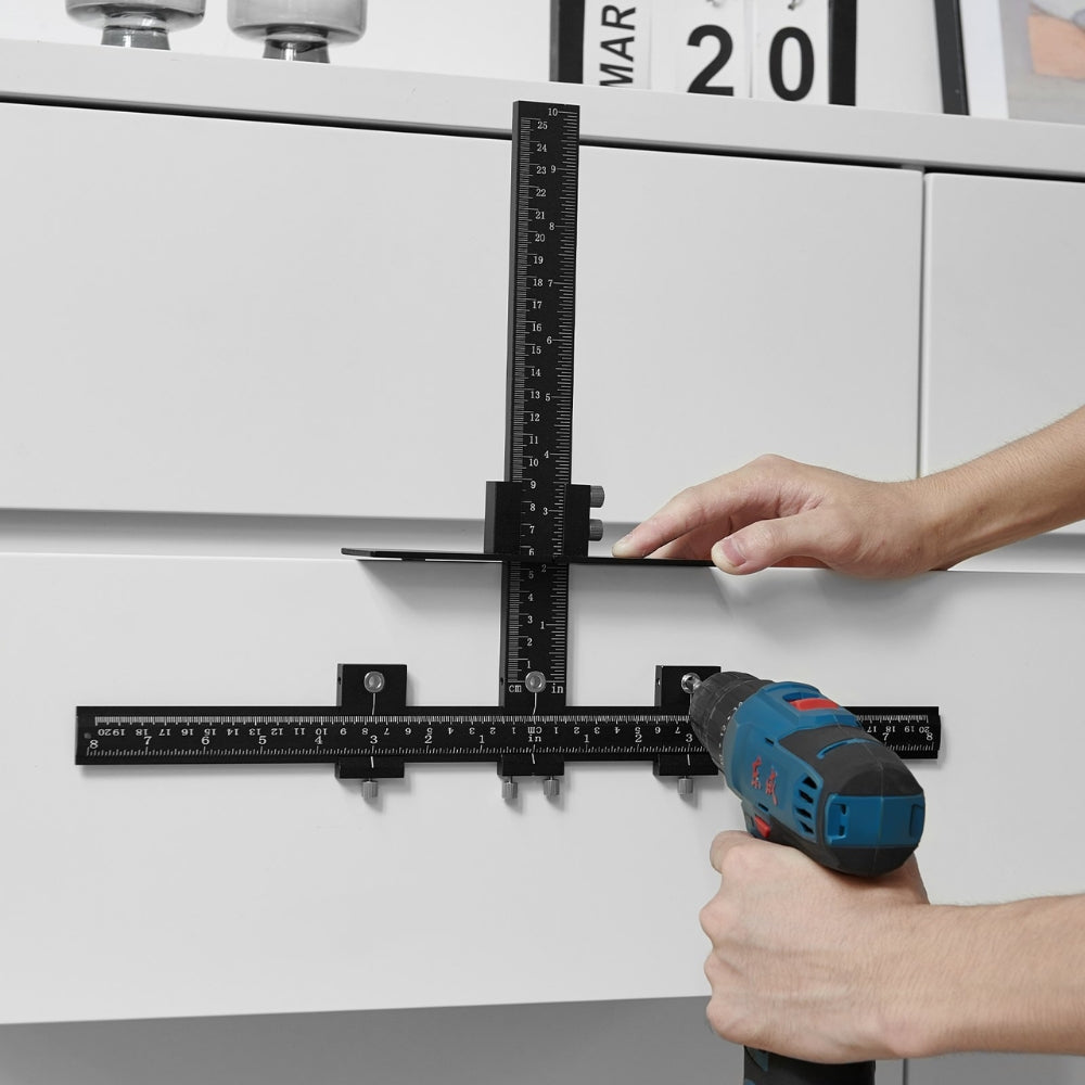 Cabinet Hardware Jig Aluminum Alloy Cabinet Handle Jig with Center Punch Adjustable