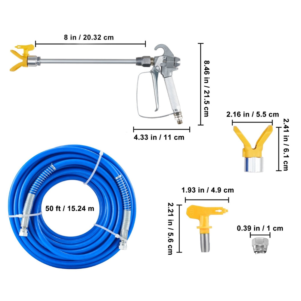 Airless Paint Spray Hose Kit 50ft 3600 psi High Pressure Fiber Tube