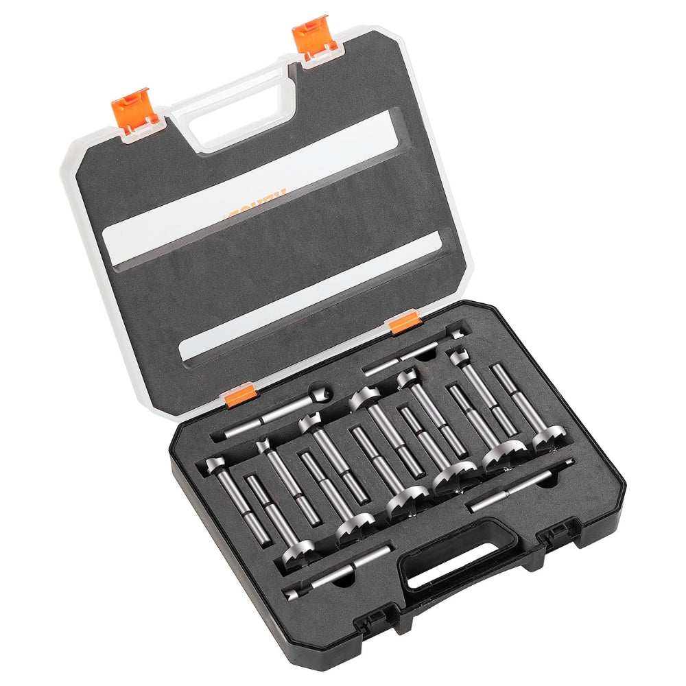 16Pcs Forstner Bit Set Forstner Drill Bits Set Carbon Steel with Universal Round Shank Forstner Drill