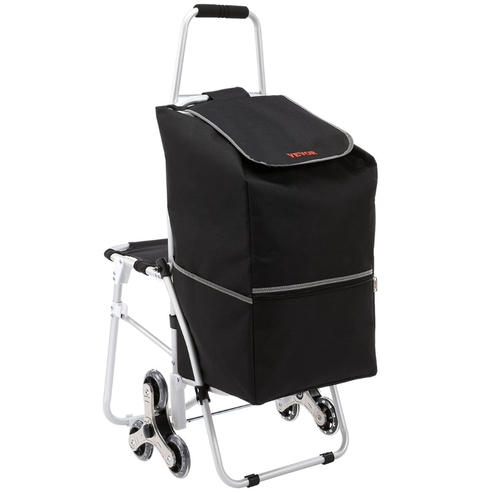 50L Foldable Stair Cart with Seat for Easy Grocery Shopping