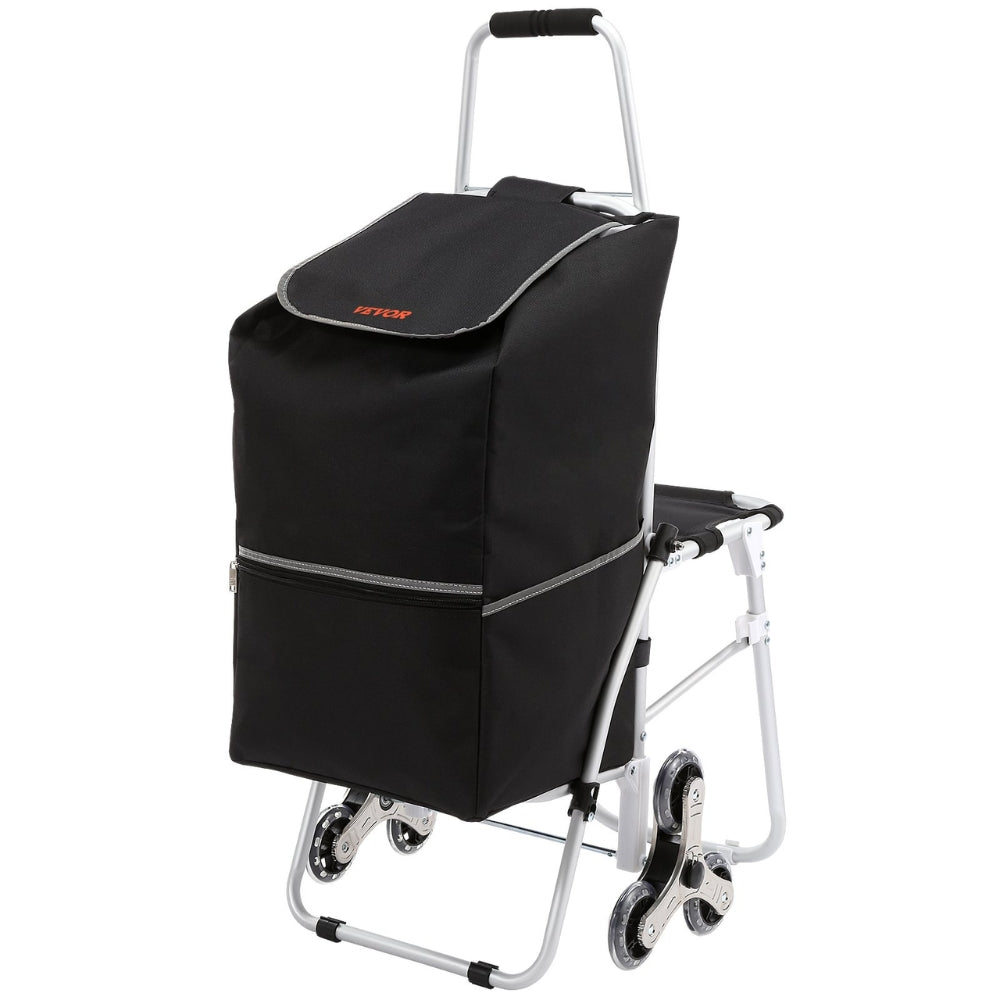 50L Foldable Stair Cart with Seat for Easy Grocery Shopping