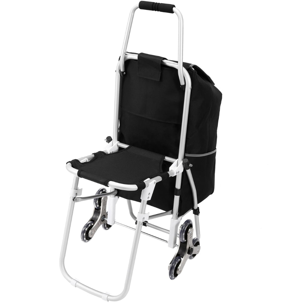 50L Foldable Stair Cart with Seat for Easy Grocery Shopping
