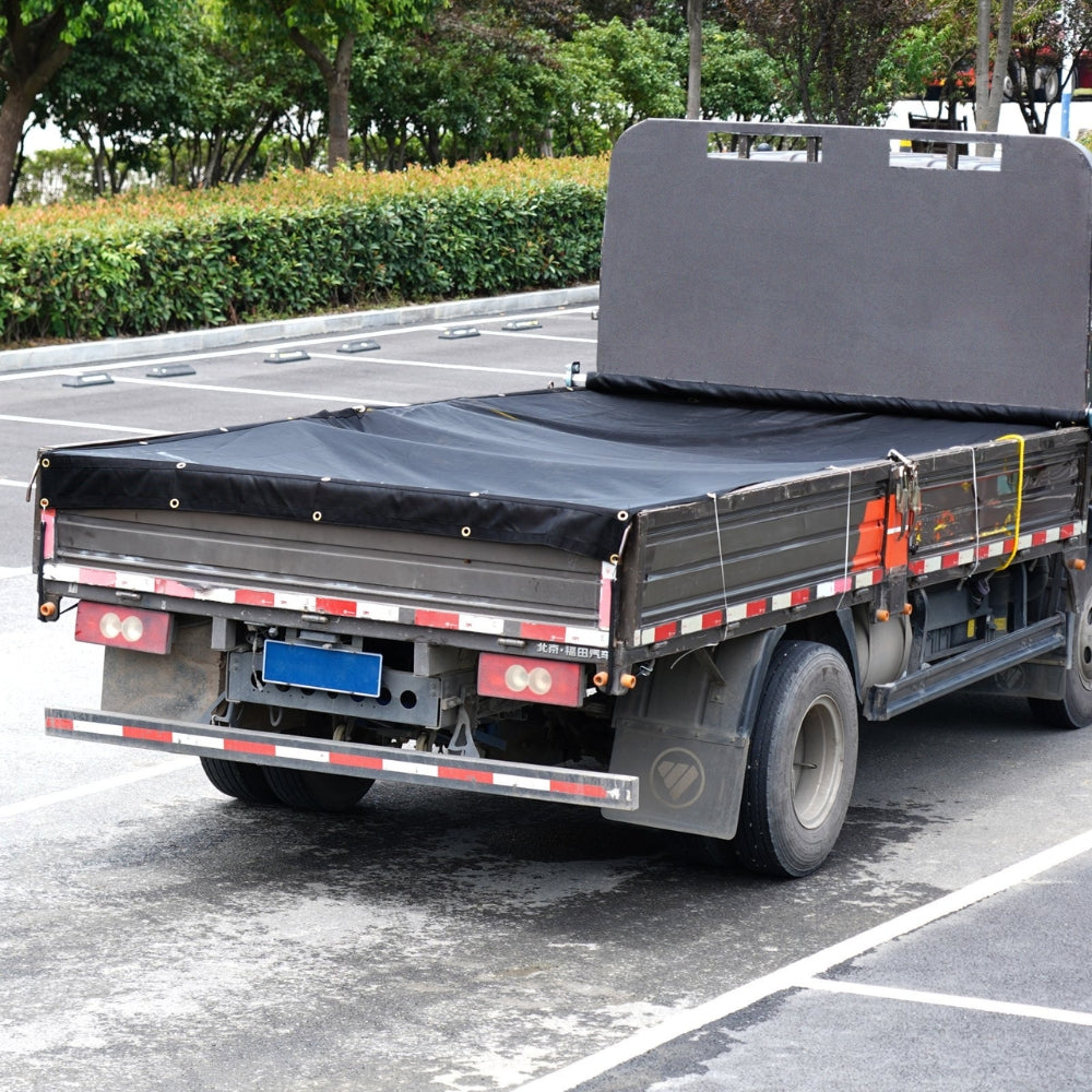 PVC Dump Truck Tarp Folding Mesh Awning Tarpaulin Rainproof Cloth Double Pockets Trailer Shade for Outdoor Garden
