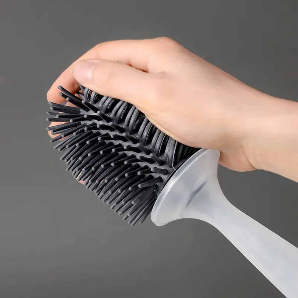 Water Spray Silicone Toilet Brush With Wall Mounted Bathroom Cleaning