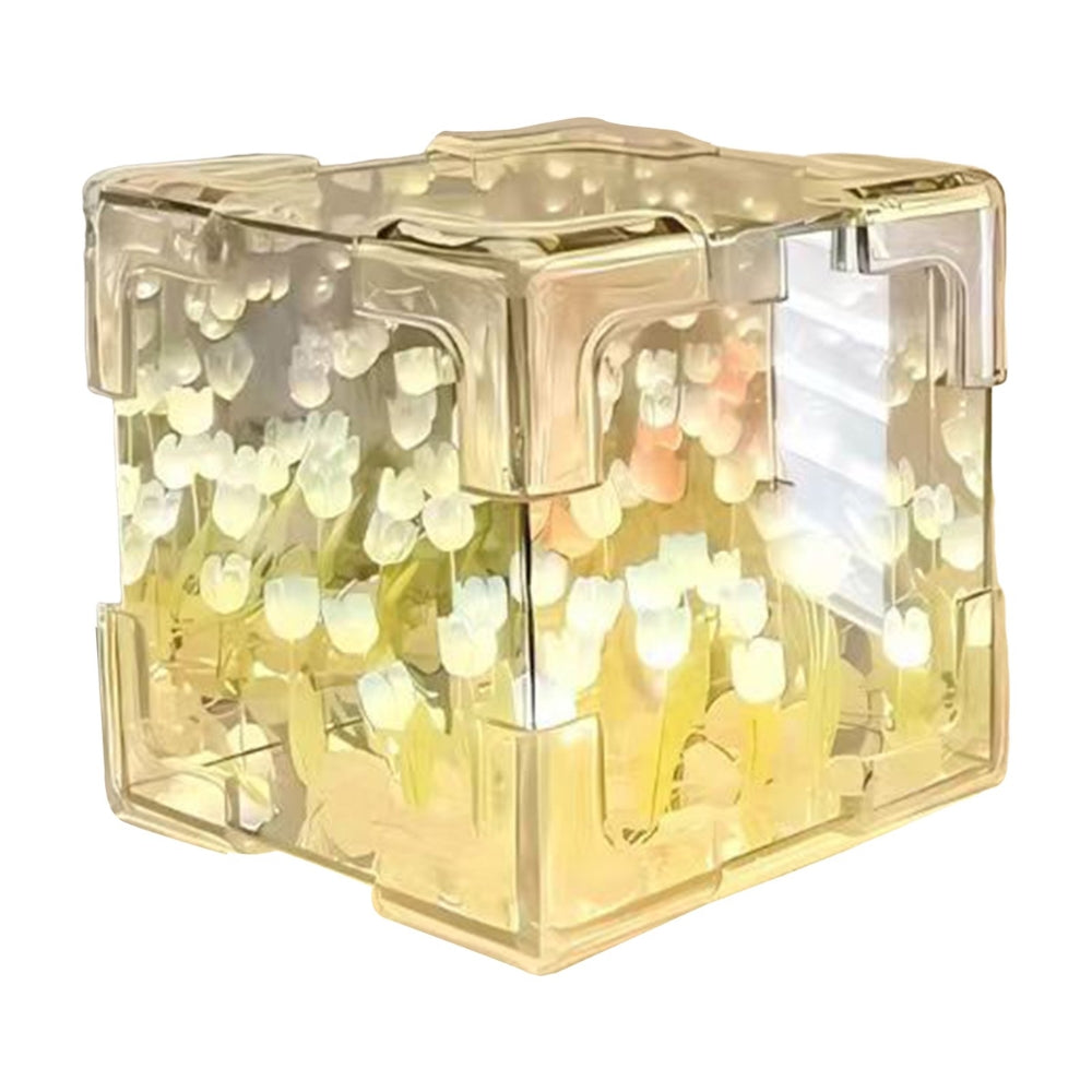 DIY Tulip Night Light Cube Mirror  Tulip Lamp Decorative Tulip Mirror Lamp