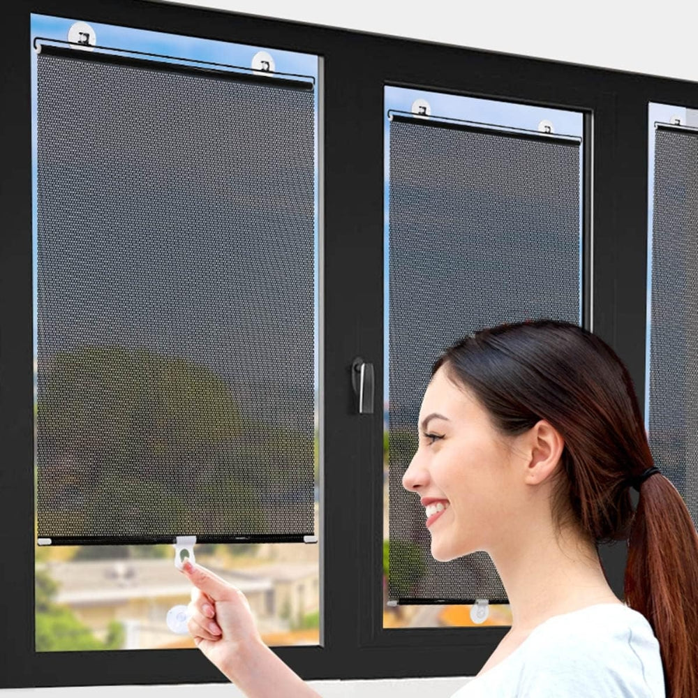 Universal Roller Blinds Suction Cup Retractable Windshield Sunshade Window Blinds