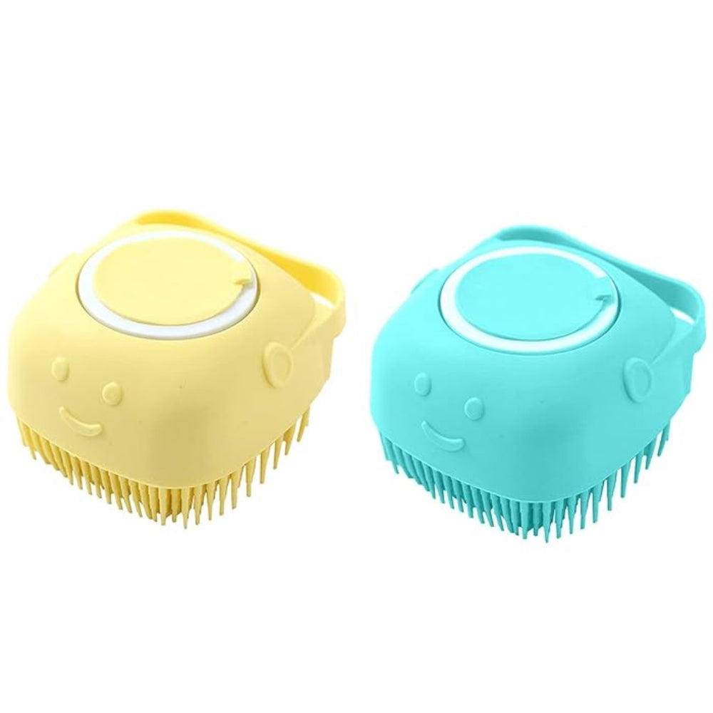 Hansona Dog Bathing Brush Pet Massage Brush Shampoo Dispenser Soft Silicone Brush