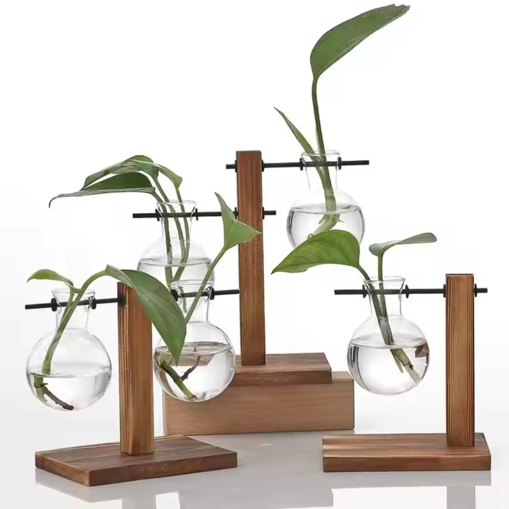 Creative Wooden Frame Hydroponic Vase Flower Arrangement Container