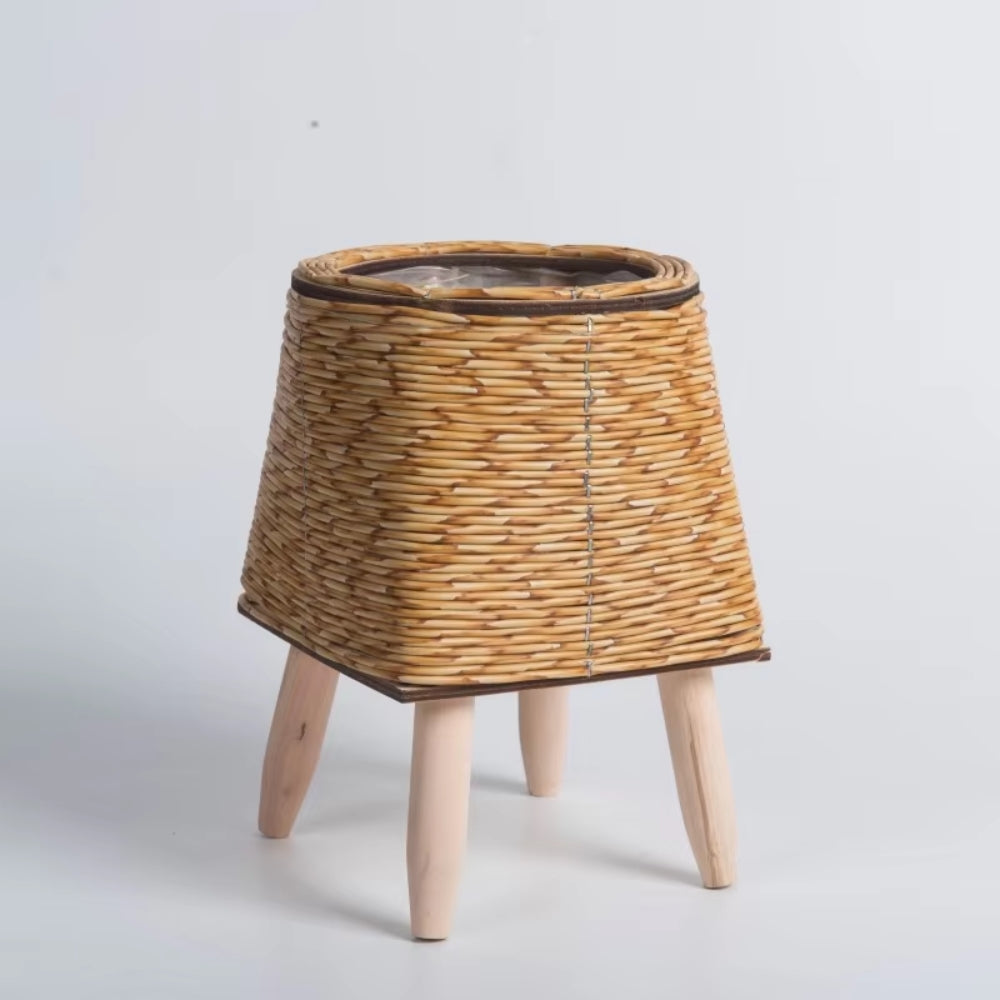 Nordic Style Faux Rattan Plant Stand Flower Shelf Flower Pot
