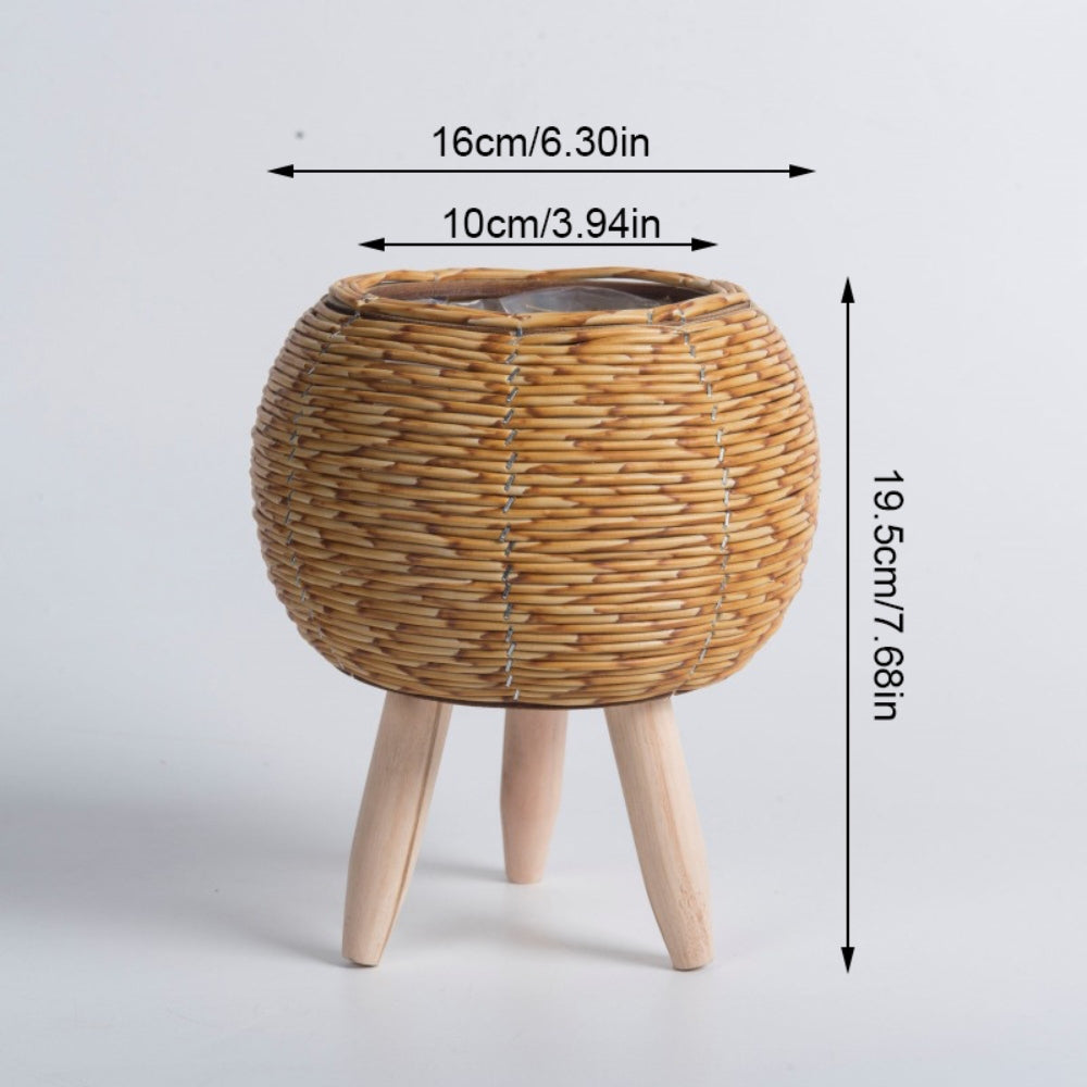 Nordic Style Faux Rattan Plant Stand Flower Shelf Flower Pot