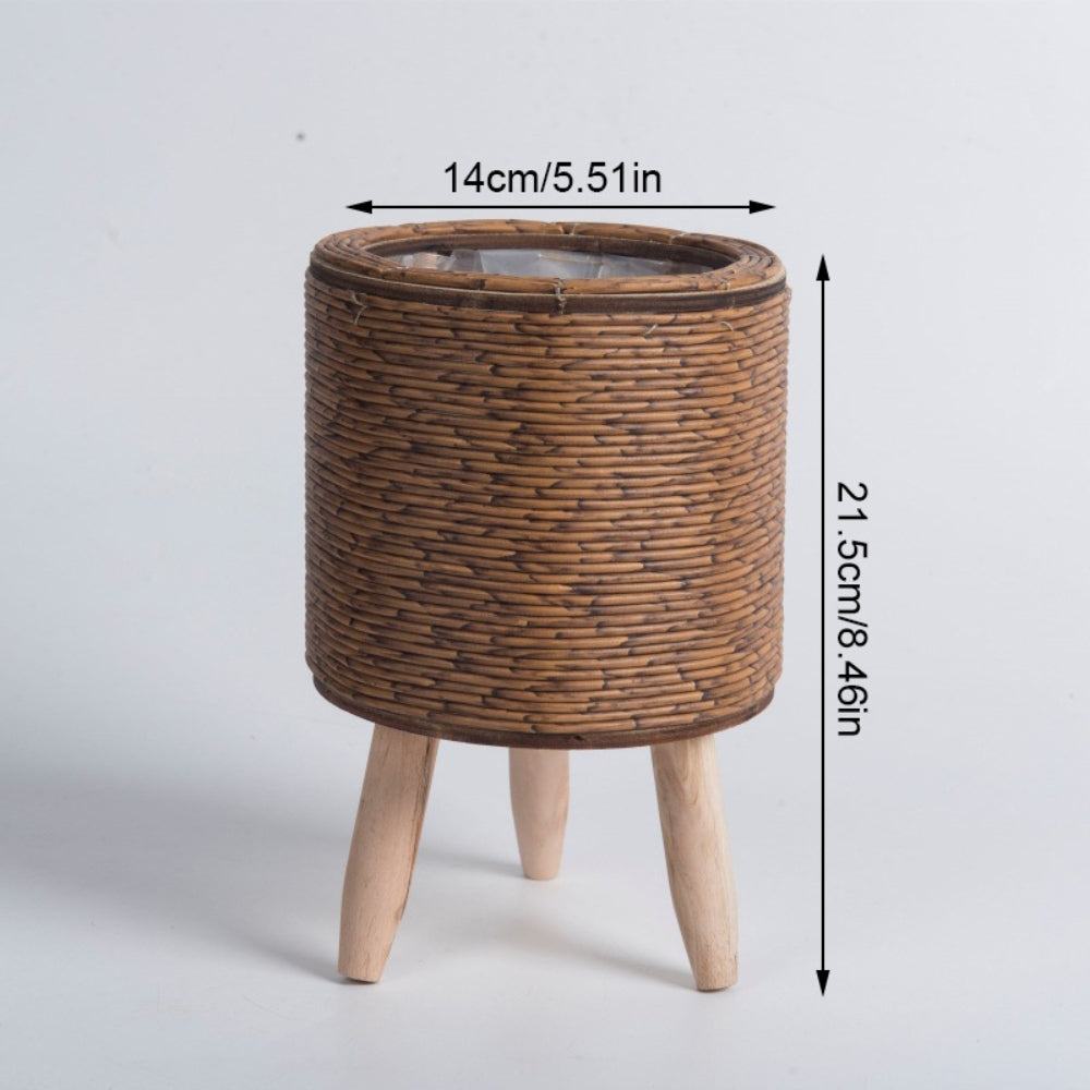 Nordic Style Faux Rattan Plant Stand Flower Shelf Flower Pot