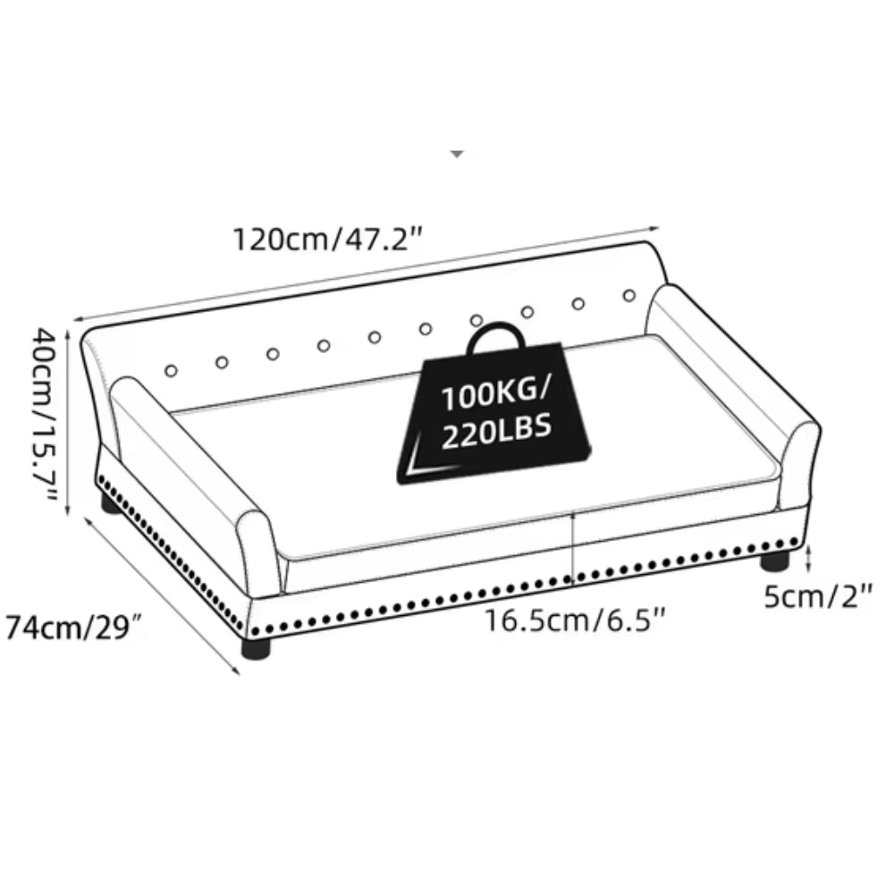 Pet Dog Couch Bed Deluxe Dutch Velvet Upholstered Sofa Bed Removable Cushion_9