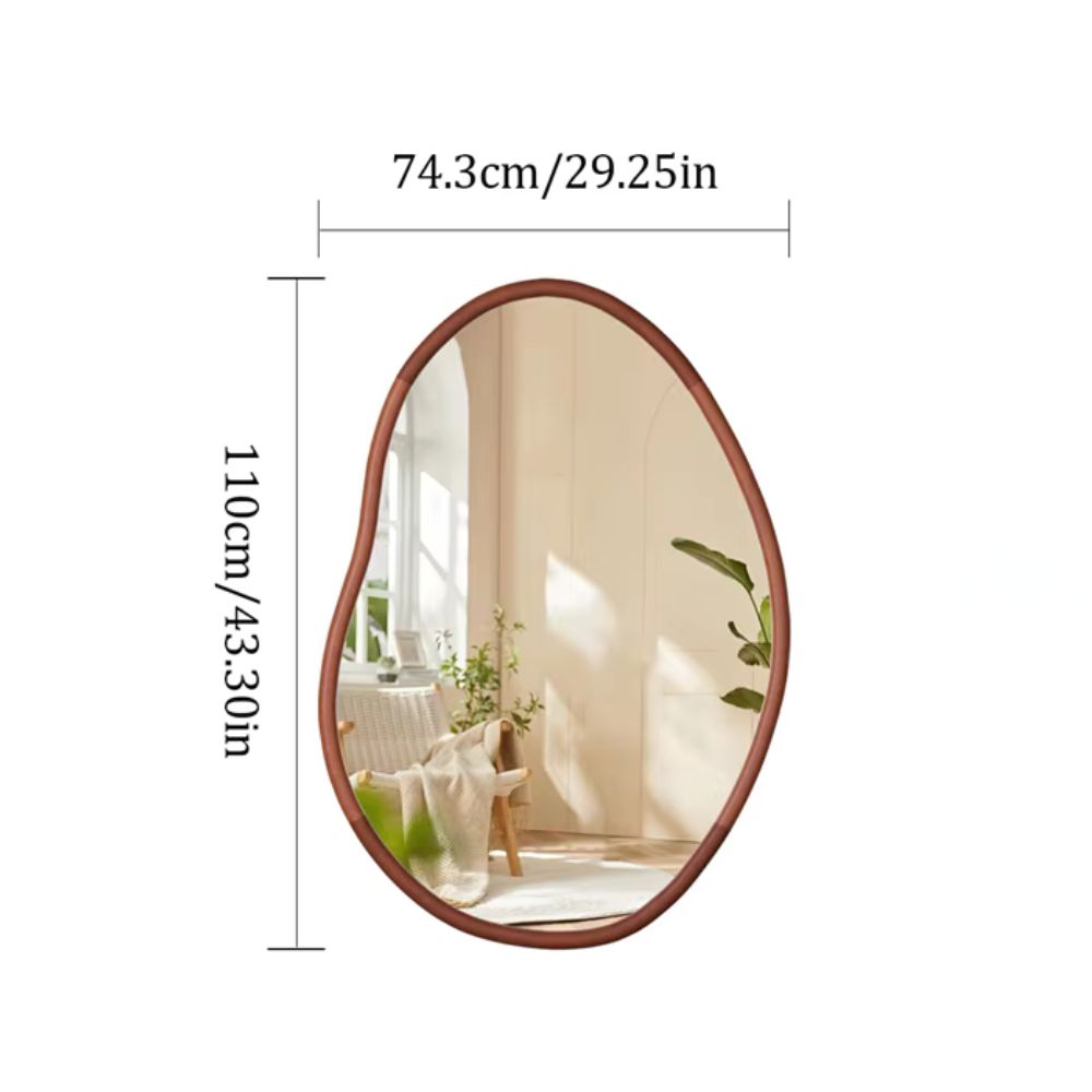 Stunning Asymmetrical Large Wall Mirror with Mid Century Wood Frame