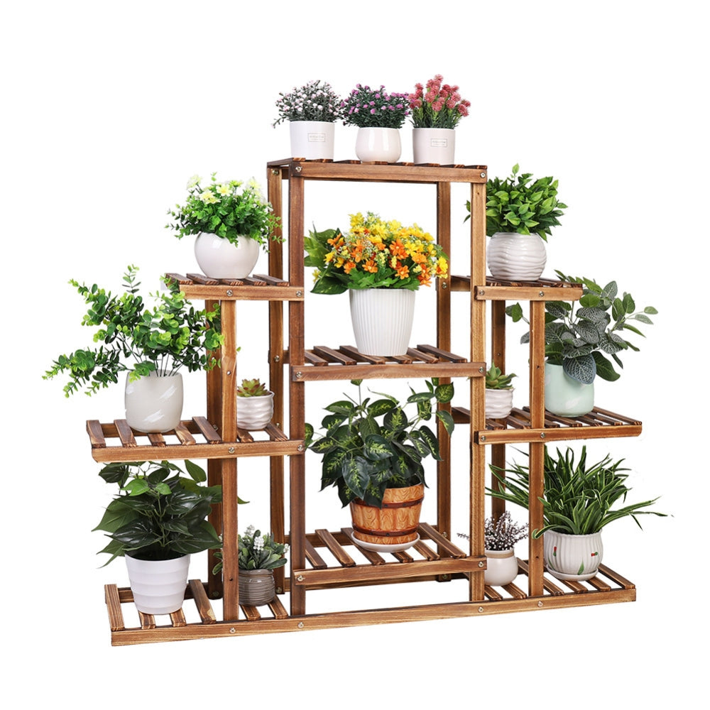 9 Tiered Plant Stand Wooden Plant Shelf Indoor Plant Holder Flower Stand