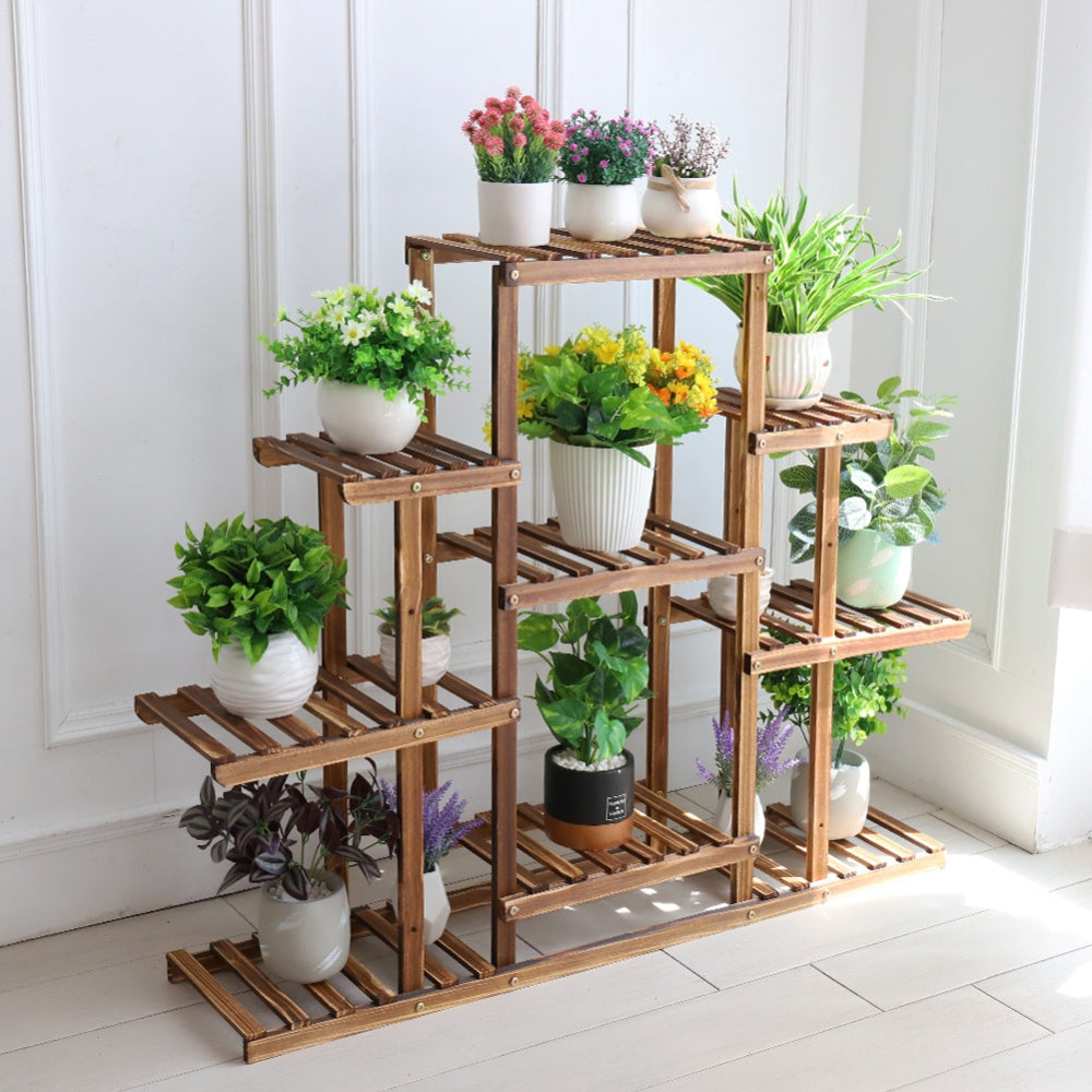 9 Tiered Plant Stand Wooden Plant Shelf Indoor Plant Holder Flower Stand