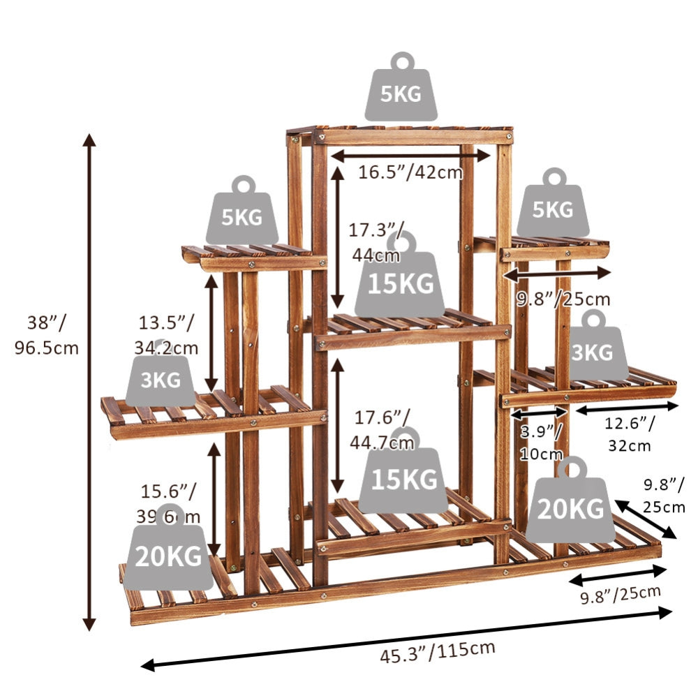 9 Tiered Plant Stand Wooden Plant Shelf Indoor Plant Holder Flower Stand