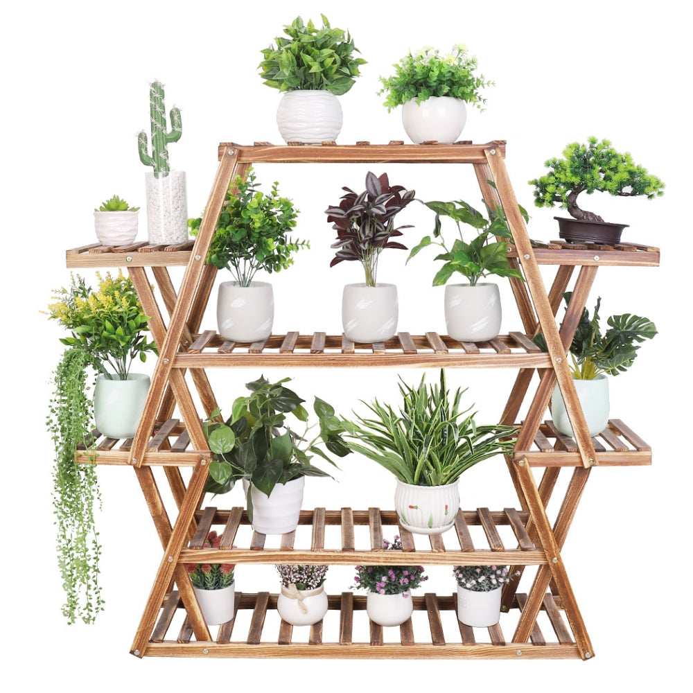 Wood Plant Stand Garden Flower Pot Holder Shelves Corner Rack