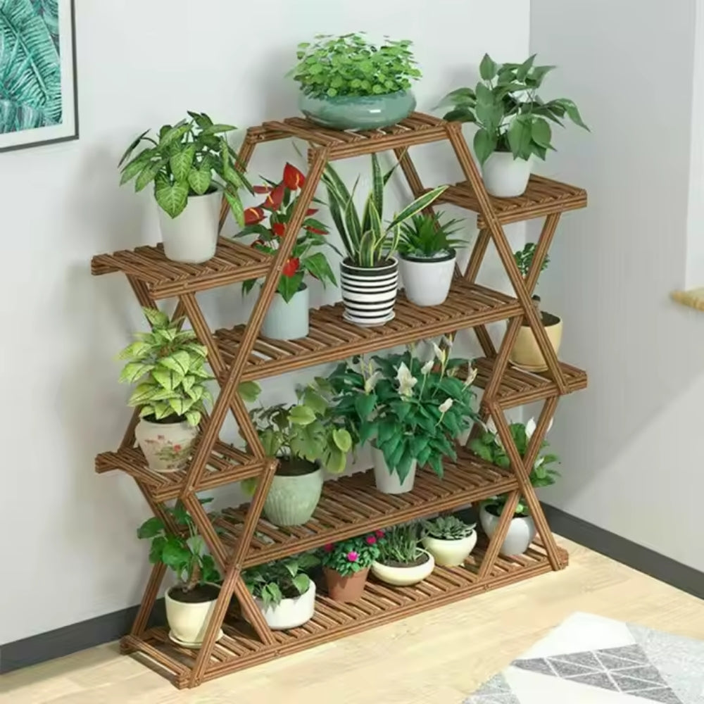 Wood Plant Stand Garden Flower Pot Holder Shelves Corner Rack