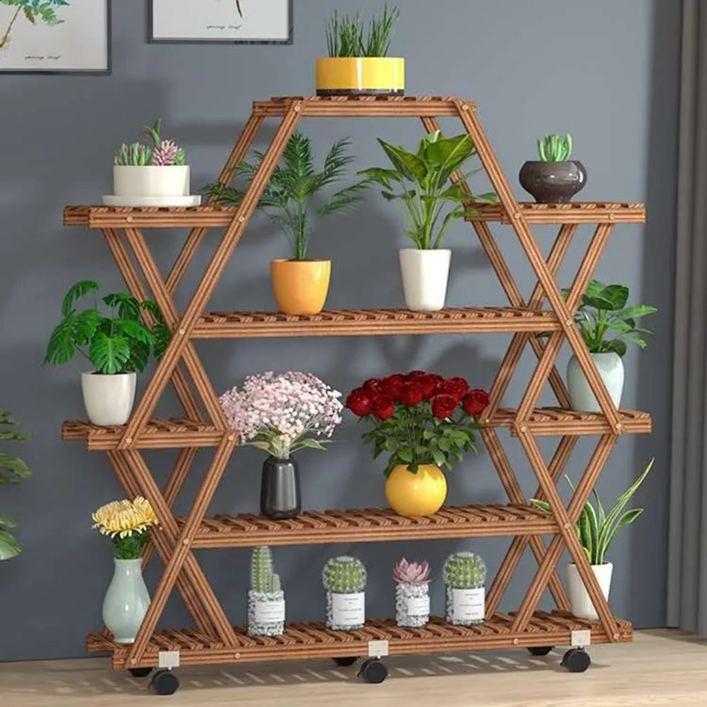 Wood Plant Stand Garden Flower Pot Holder Shelves Corner Rack